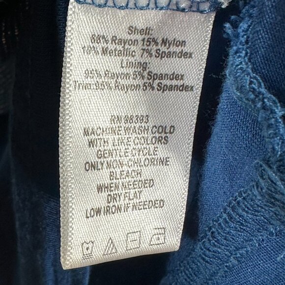 LOGO Lori Goldstein Womens Medium Tunic Top Blue Silver Metallic Sparkle - Picture 5 of 6